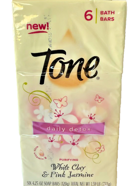 Tone Daily Detox Purifying White Clay & Pink Jasmine 6Bath Bars 4.25 oz Each