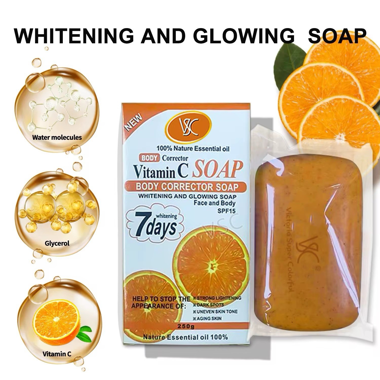 VSC Body Corrector Vitamin C Soap 250g Orange Scent Fruit Pattern Face & Body