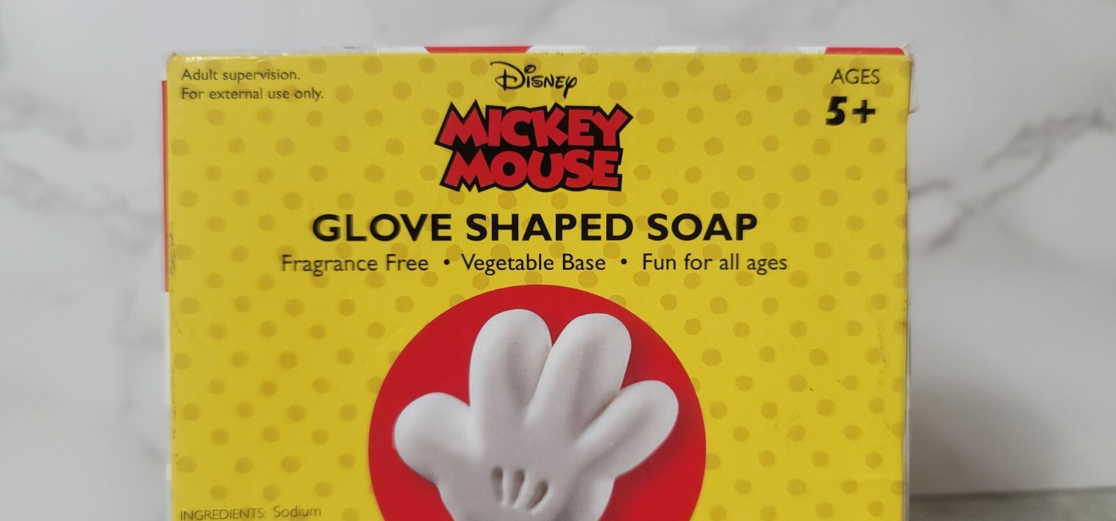 Disney Mickey Mouse SOAP Glove Shaped Fragrance Free White Collect Bar NEW
