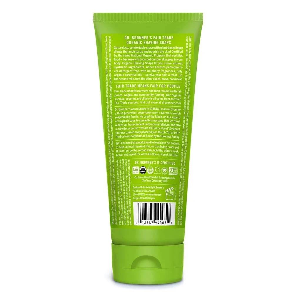Dr. Bronner’s Organic Shaving Soap Lemongrass Lime 7 fl. oz Each (Pack of 4)