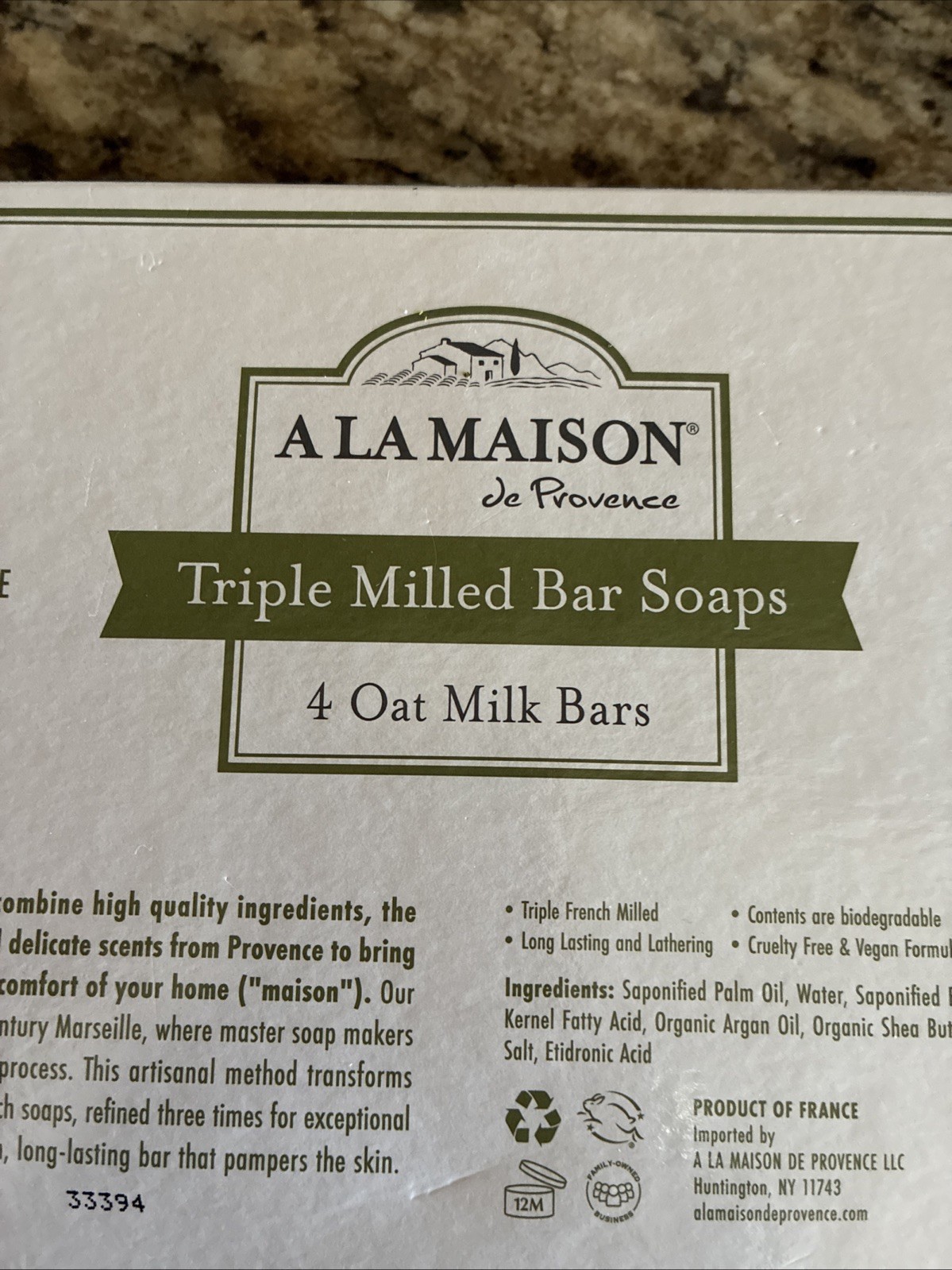 A La Maison Triple Milled Soap Set France Oat Milk Shea Butter Argan Oil Organic
