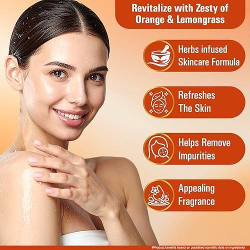 Multani Orange Lemongrass Soap 125g Pack of 3 Oil Control Body Bars FS