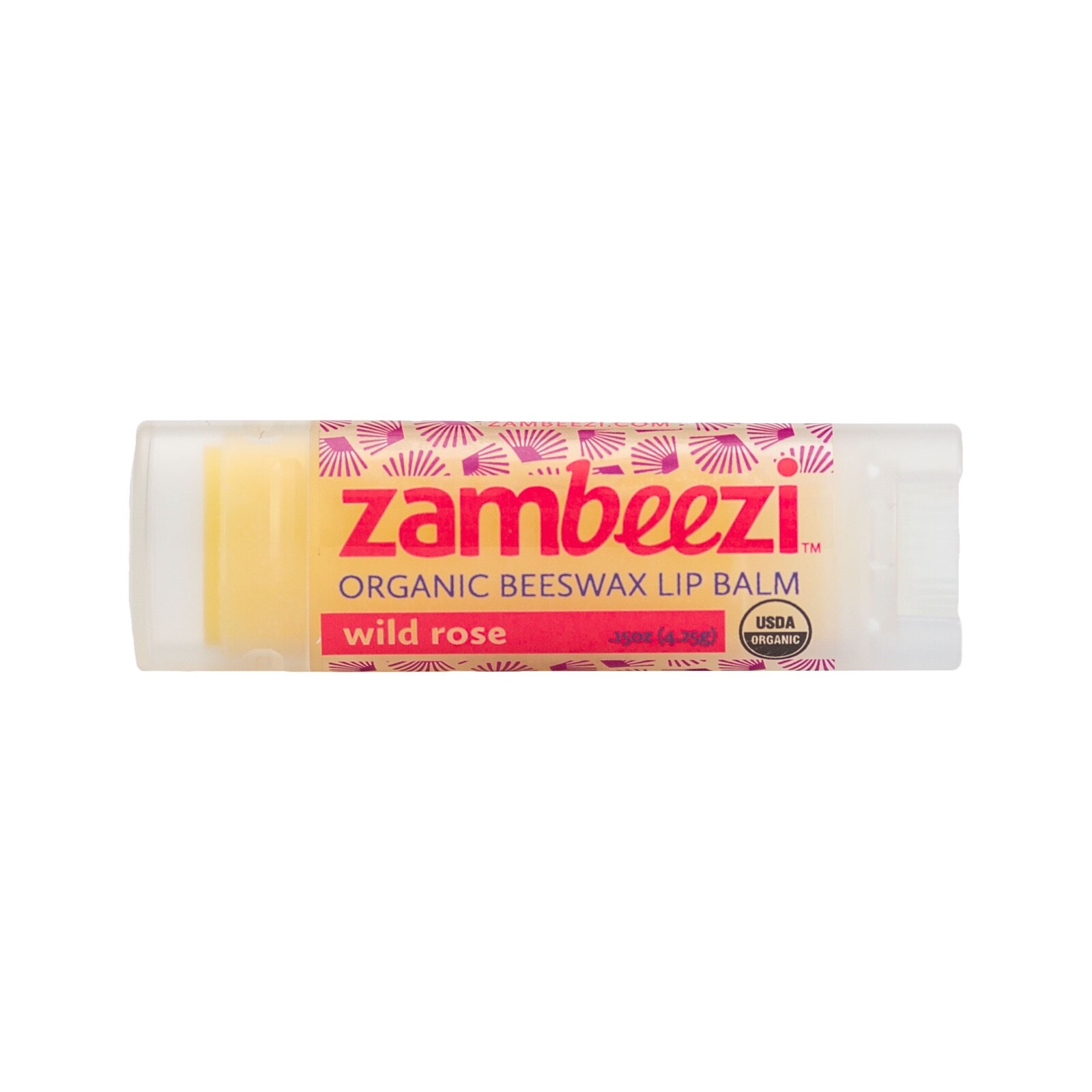 3 pack Zambeezi Organic Fairtrade Beeswax Lip Balm from Zambia Africa Wild Rose