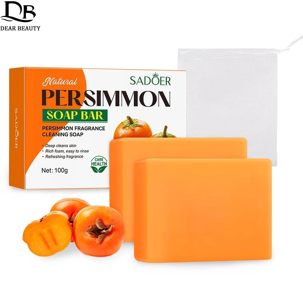 3PCS Persimmon Soap Bar for Old People Smell, Natural Body Odor Control Bar Soap