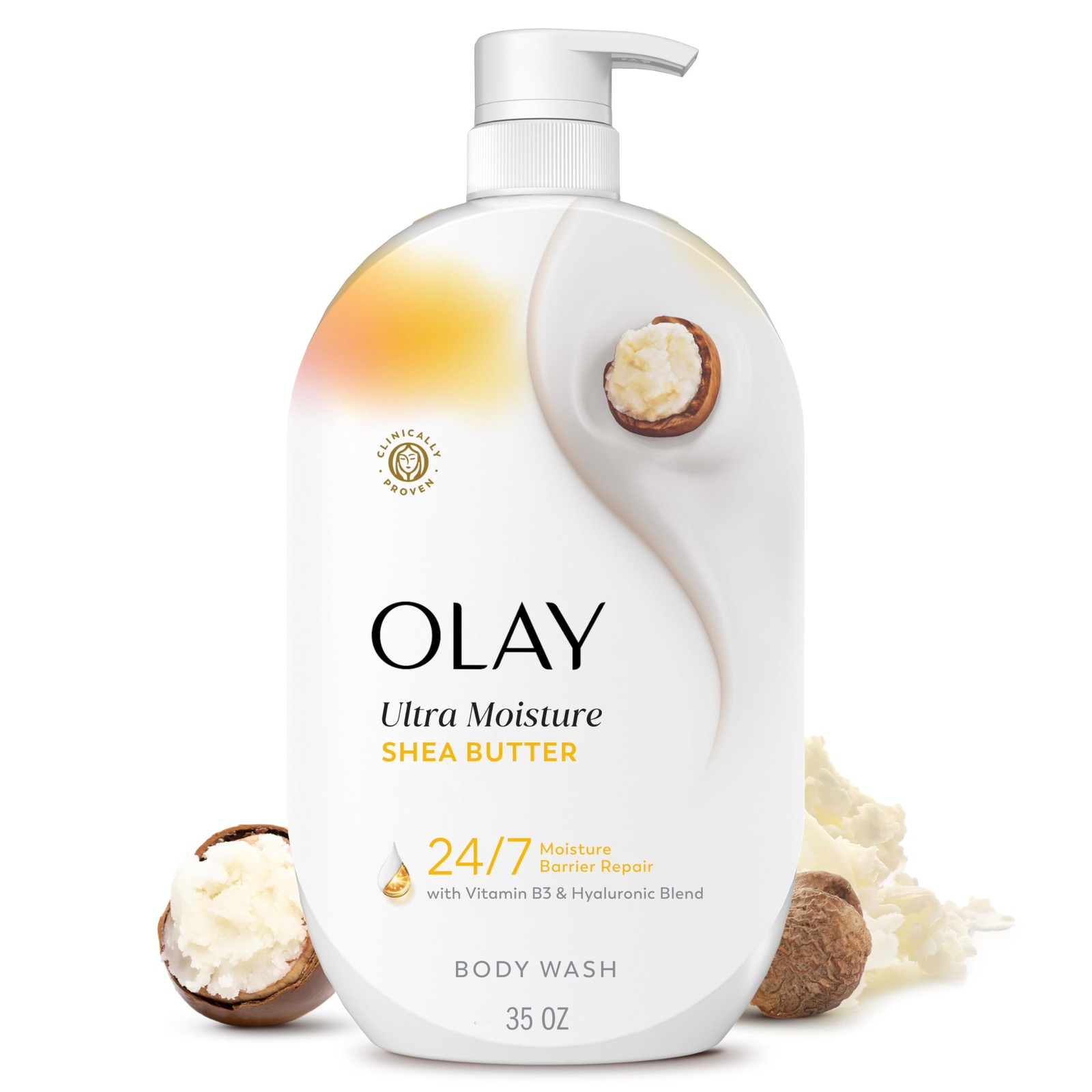Olay Body Wash for Women, Ultra Moisture, 24/7 35 Fl Oz (Pack of 1), White