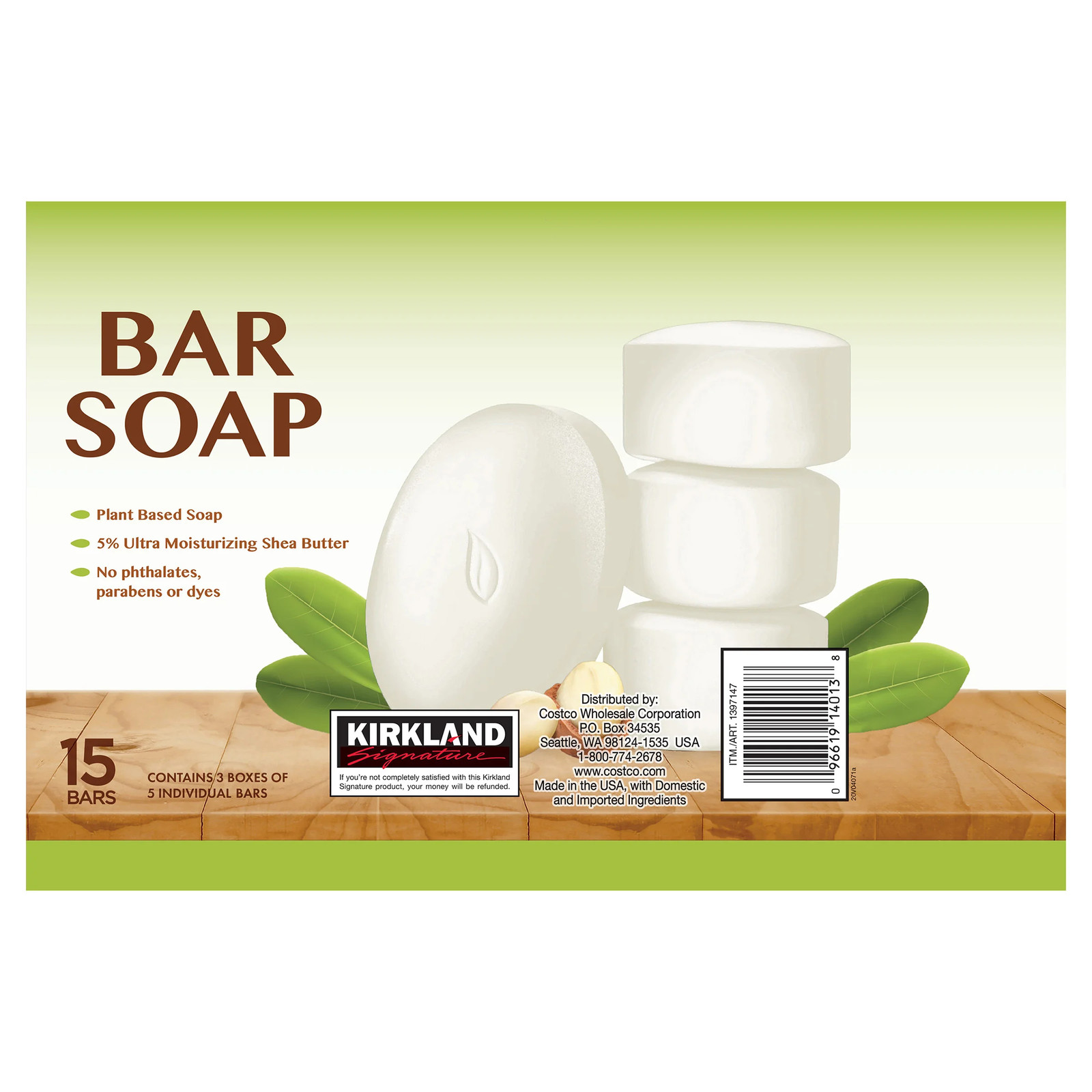 Kirkland Signature Bar Soap with Shea Butter, 15 Bars