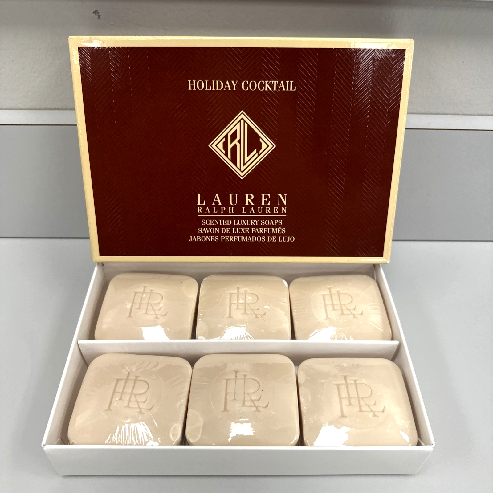 LAUREN RALPH LAUREN Holiday Cocktail Gift Box Set 6 Scented Luxury Soaps 2.9 oz