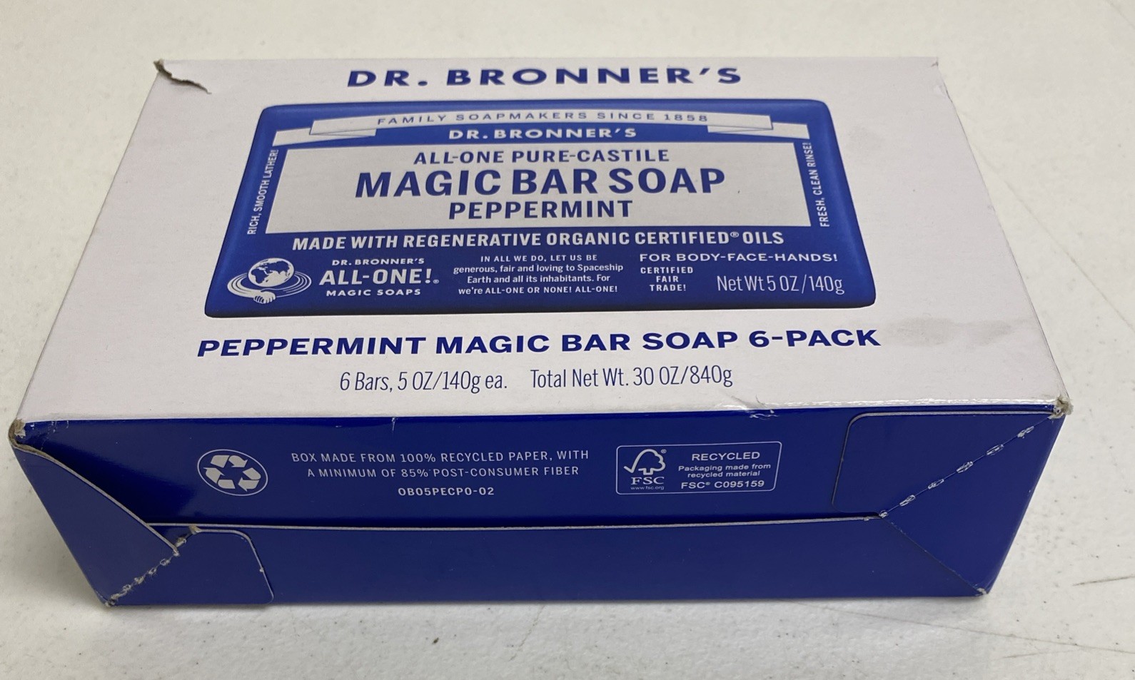 Dr. Bronner’s All-One Pure-Castile Peppermint Magic Bar Soap 6-Pack 5 oz Bars