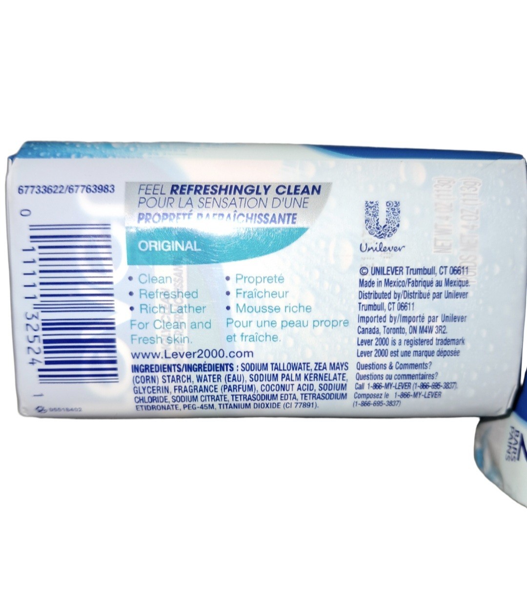 NEW! ORIGINAL LEVER 2000 (4-Bars) 4 Oz. (113g) Refreshingly Clean Feeling Skin!