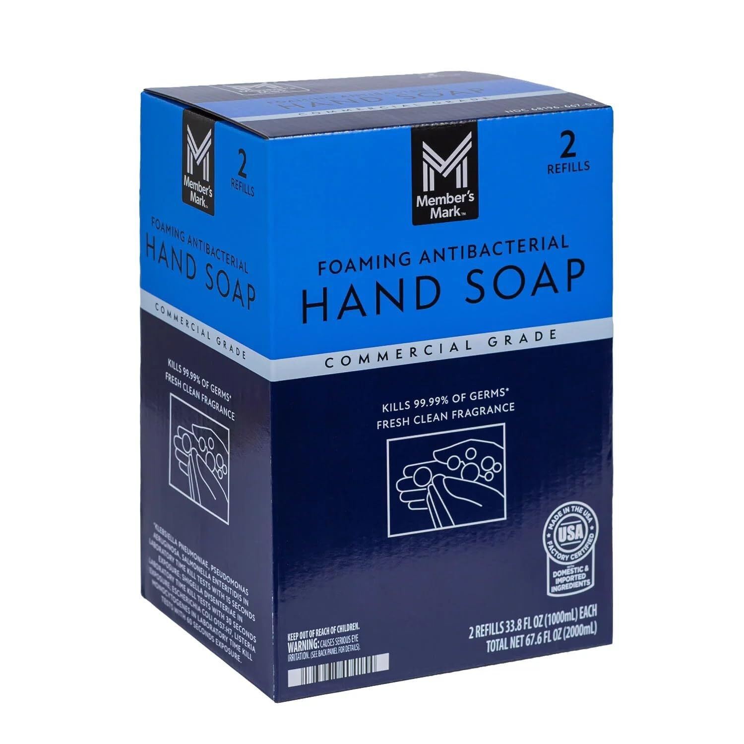2x Member’s Mark Antibacterial Foaming Hand Soap, 33.8 Fluid Ounce (Pack of 2)