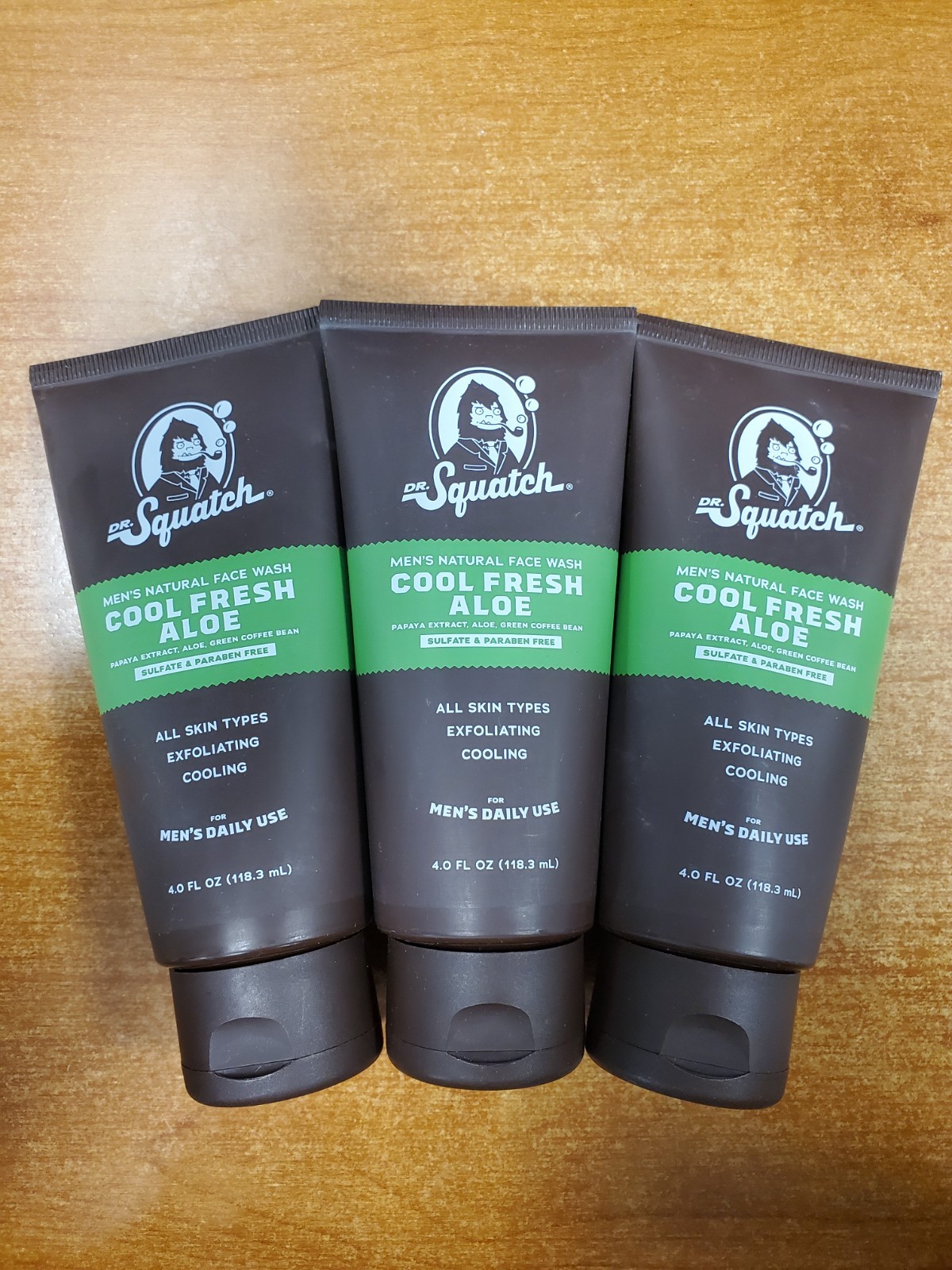 3 Pack: Dr. Squatch Men’s Natural Face Wash *COOL FRESH ALOE* 4oz ea (1570) R2P1