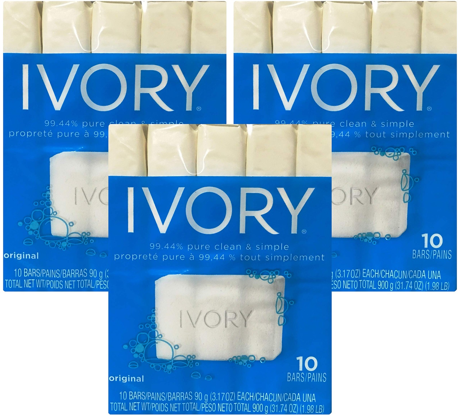 Soap, Original 3.17 oz Bars 10 each, Pack of 3 (30 Bars Total)