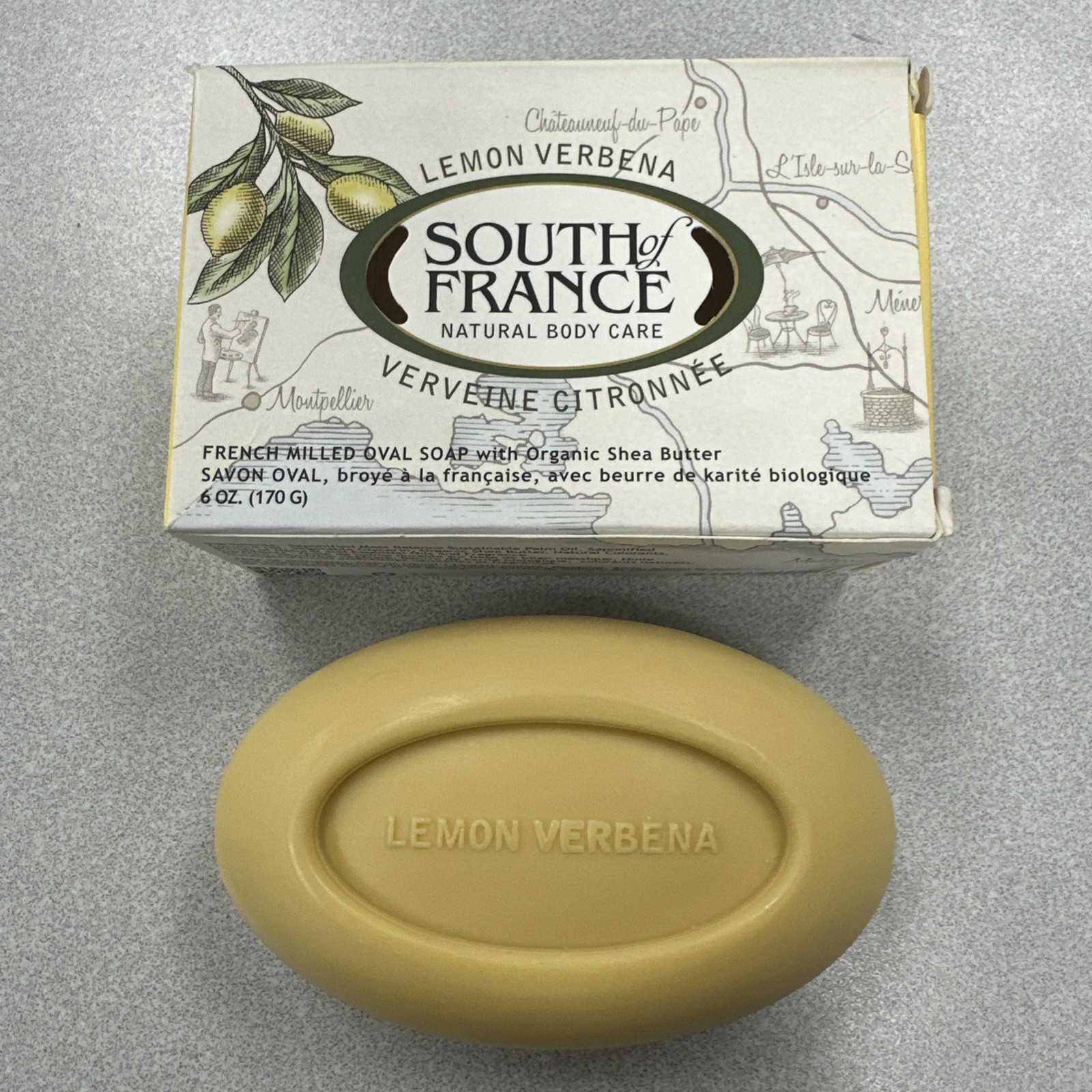 South of France French Triple Milled Oval Bar Soap Lemon Verbena 6 oz Natural