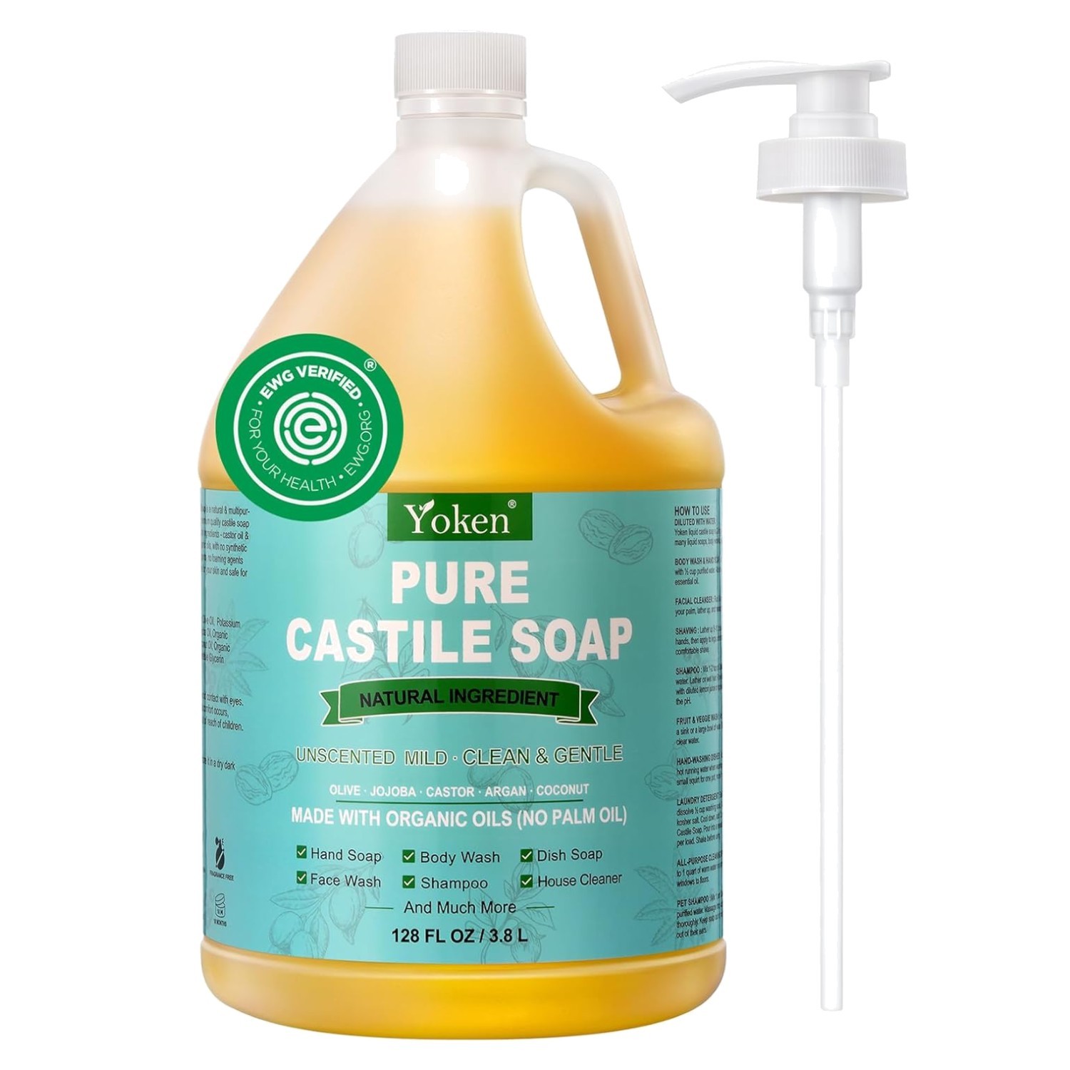 Unscented Castile Soap Liquid – Organic Oil, Clean & Gentle