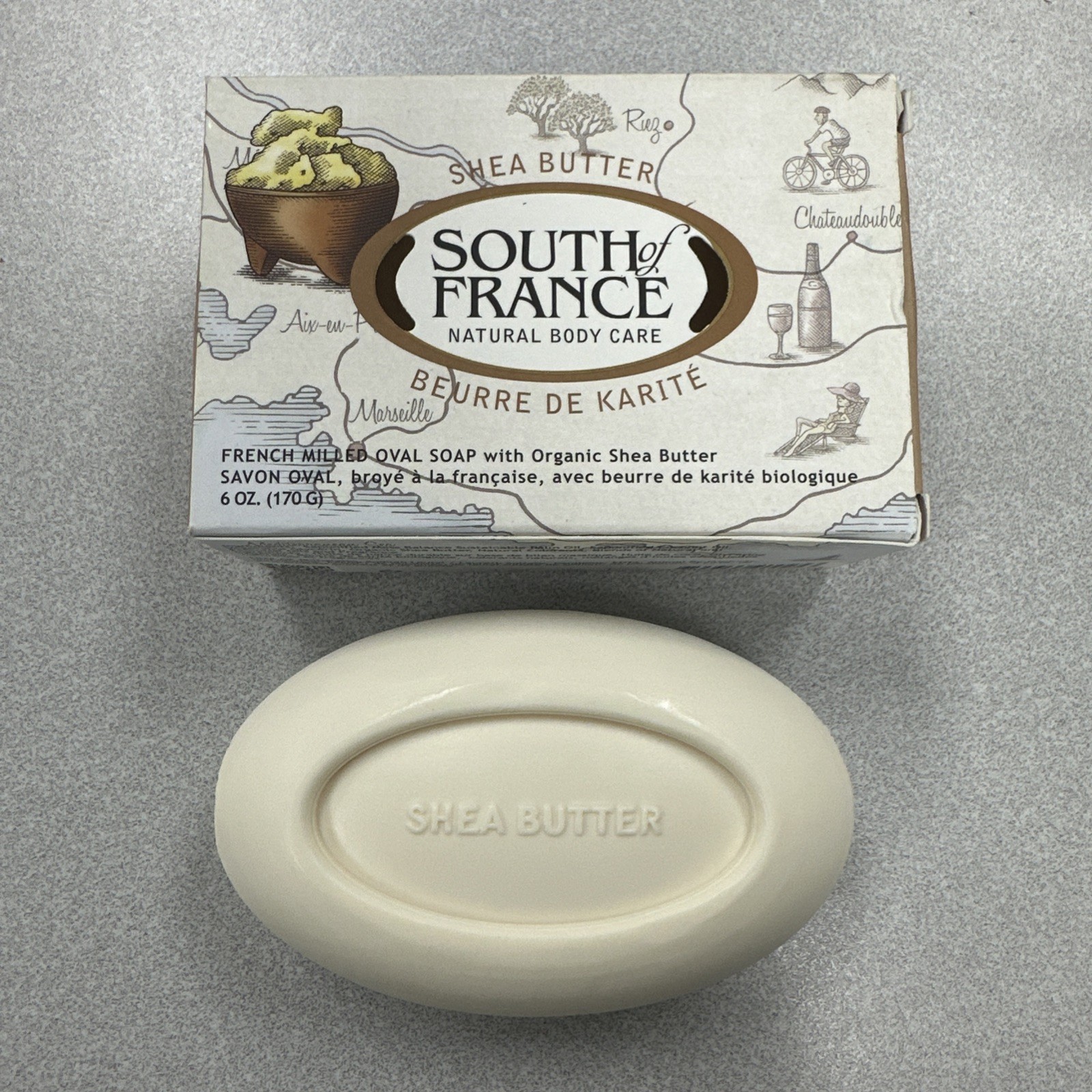 South Of France French Milled Oval Bar Soap Shea Butter 6 oz Natural Body Care