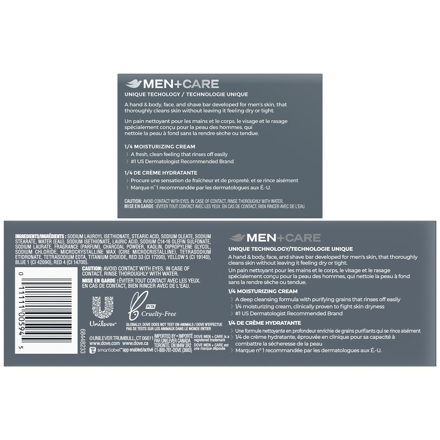 Men’s Body Face Bar 6 Count + Travel Exfoliating Charcoal Clay 3in1 Soap