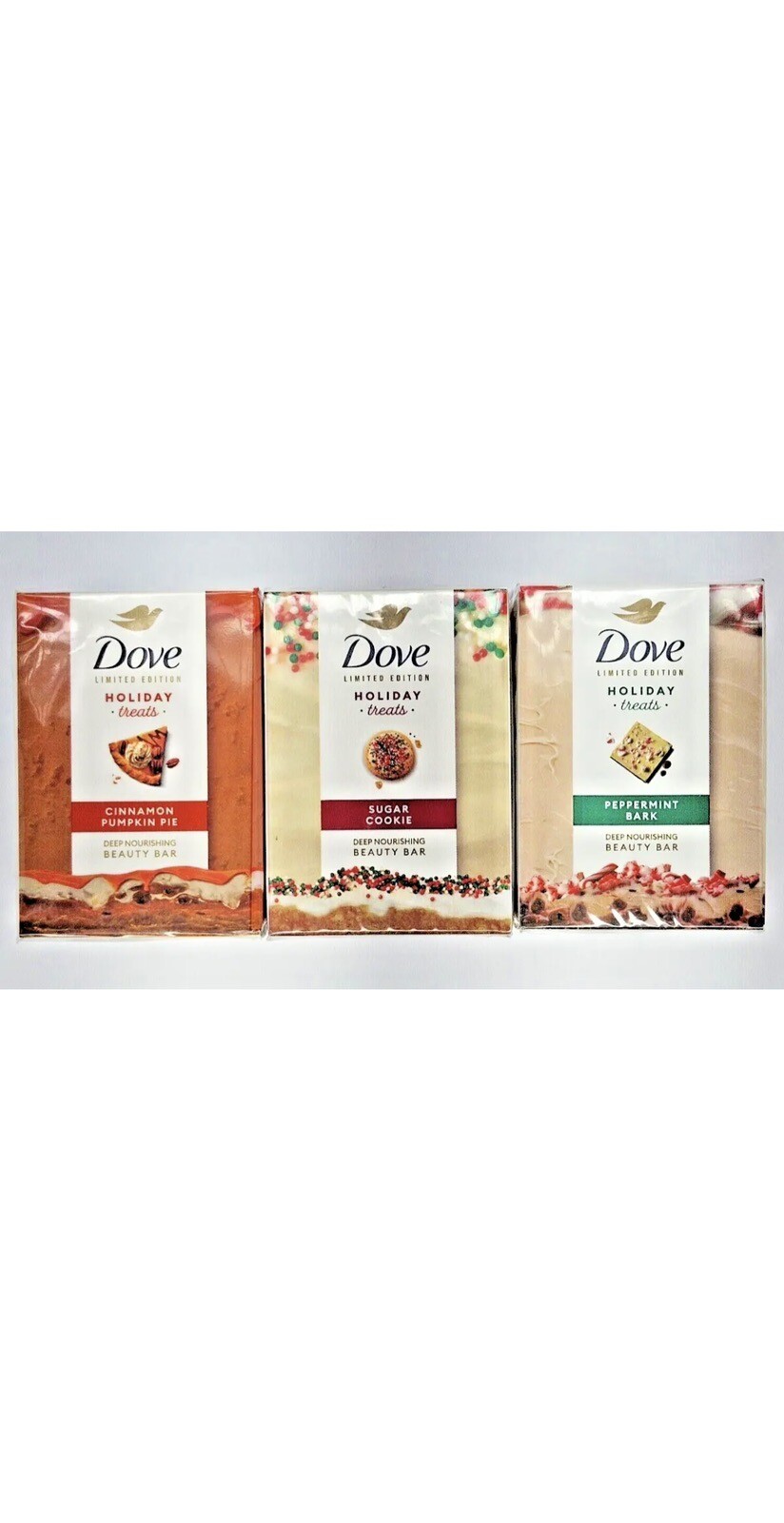 Set of 3 Dove Limited Edition Deep Nourishment Holiday Treats Beauty Bar 7.5floz