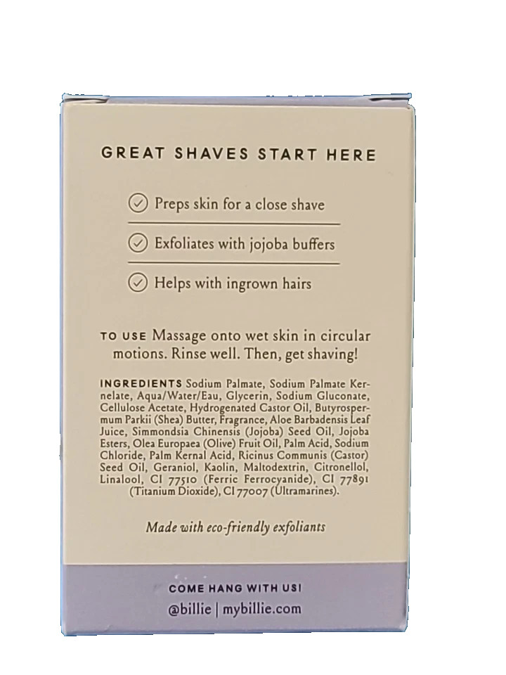 Billie BODY BUFFER – 3 BARS – Pre-shave Exfoliating Bar – 3.5 OZ EACH NEW