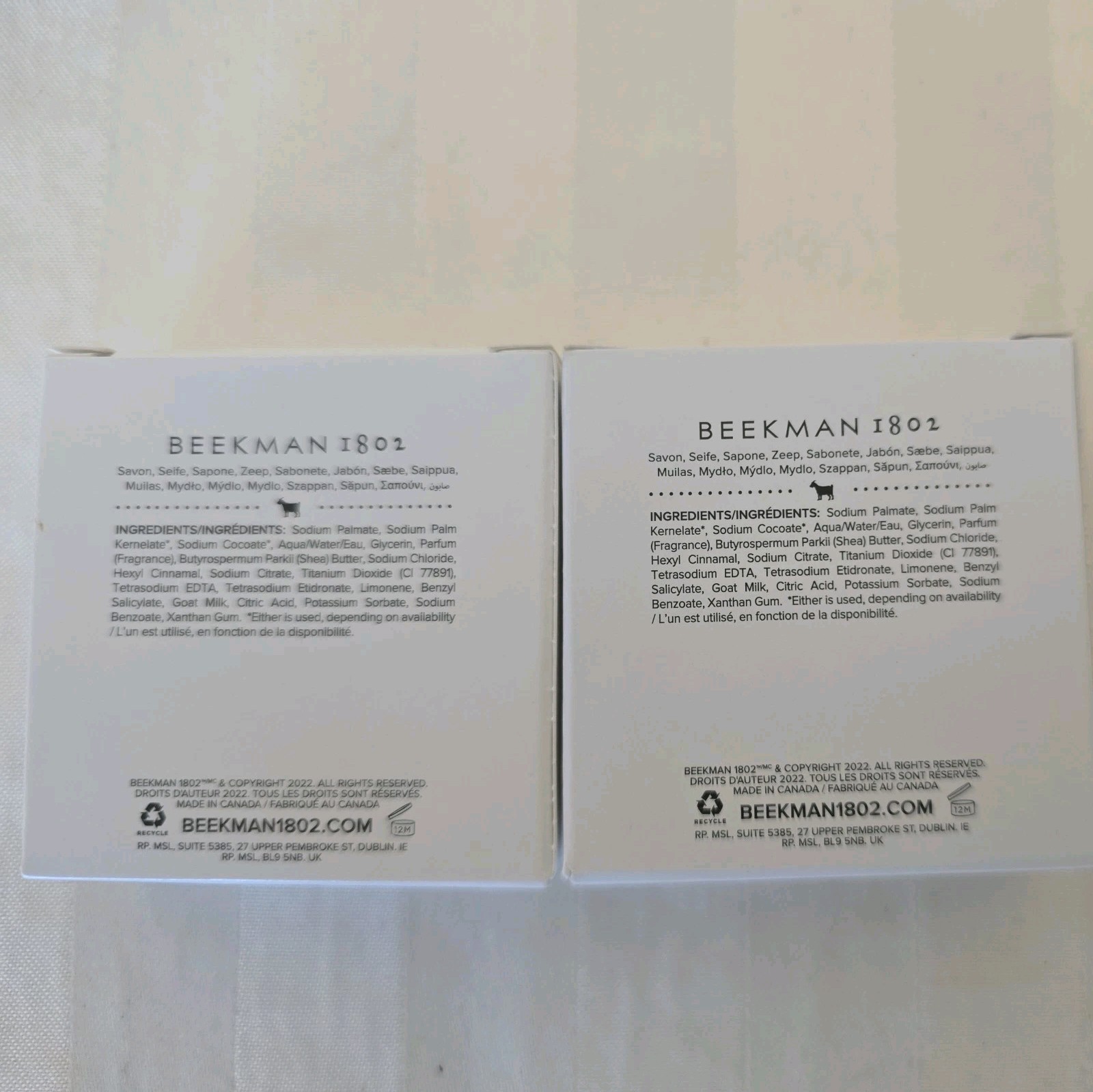 BEEKMAN 1802 Fresh Air Goat Milk Soap Boxed Bars Two- 2 oz Face & Body Bars