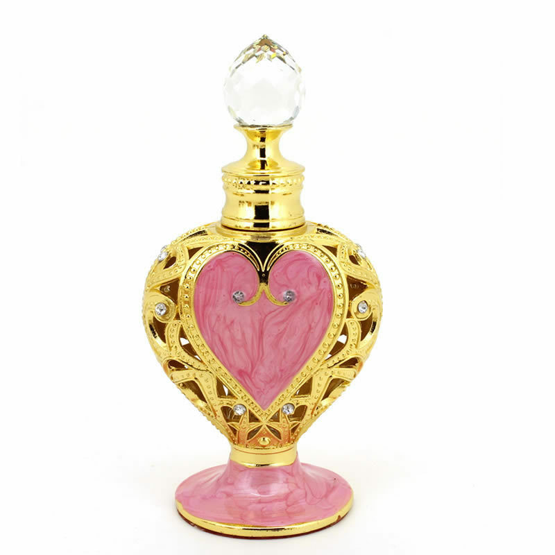 12ml Vintage Love Heart Empty Metal Perfume Bottle Refillable Aromatherapy oils