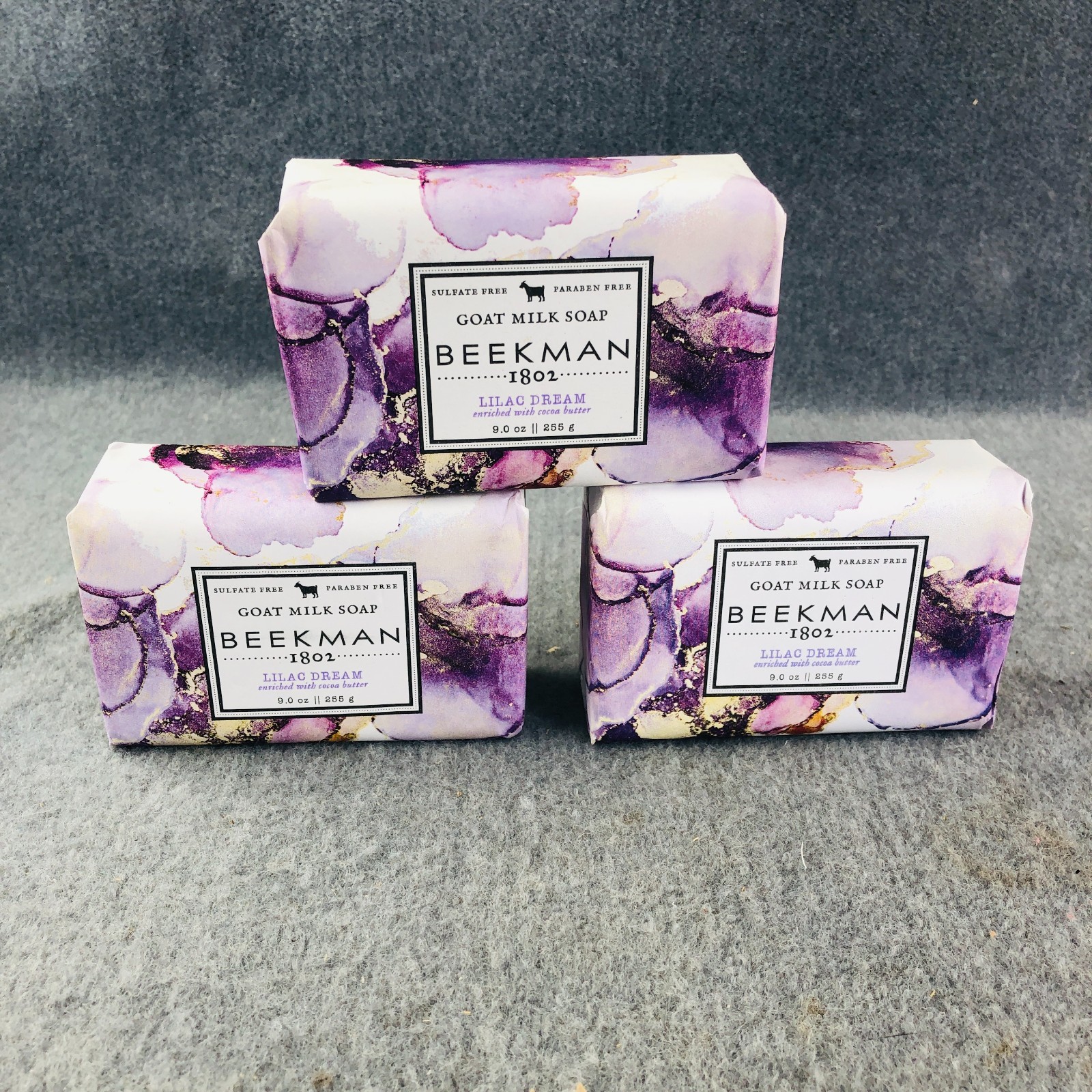 3 Pack Discontinued Beekman 1802 Goat Milk Bar Soap LILAC DREAM 9 oz each