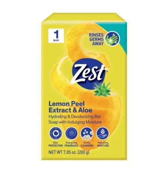 🆕️ ZEST 7.05 Oz BAR ●LEMON PEEL EXTRACT & ALOE● Hydrating & Deodorizing Soap🫧.