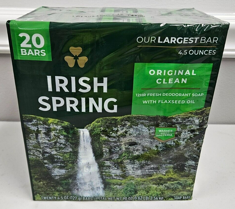 Large 20 Bar Irish Spring 12hr Fresh Deodorant Body Soap 4.5oz Original Clean