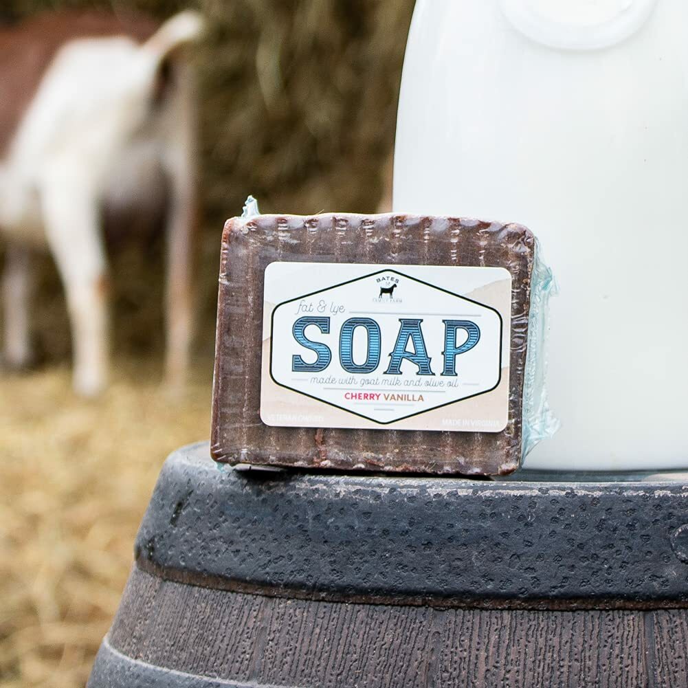 Bates Family Farm Cherry Vanilla Fat and Lye Soap Goat Milk Olive Oil Natural