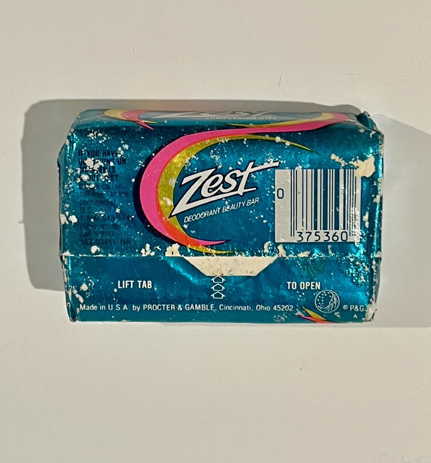Vintage 80s Aqua ZEST Deodorant Beauty Bar 3.75 oz Soap New Metallic Wrap