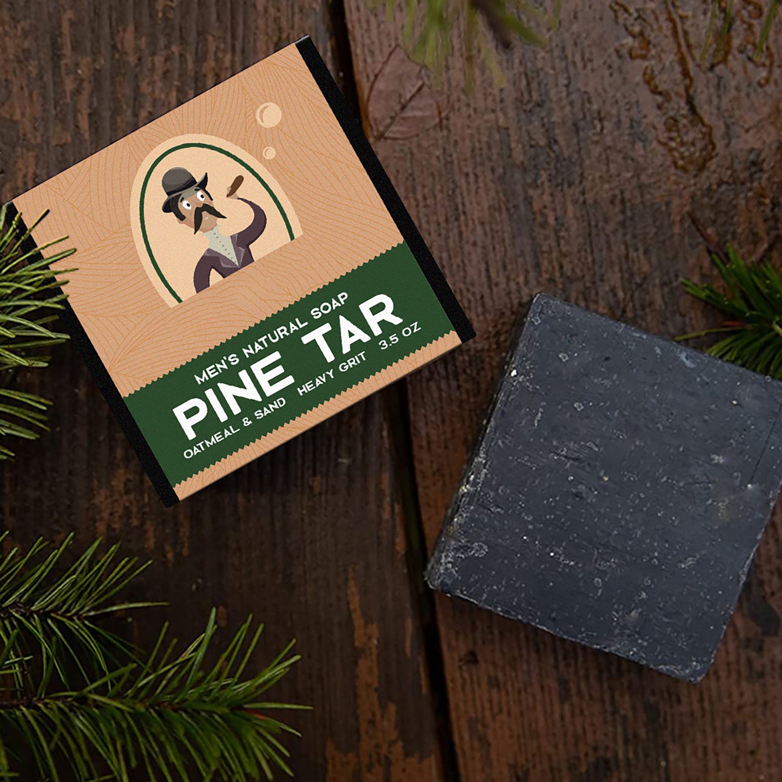Men Men’s Natural Soap Pine Tar & Oatmeal & Sand & Heavy Grit 100g Oil Control