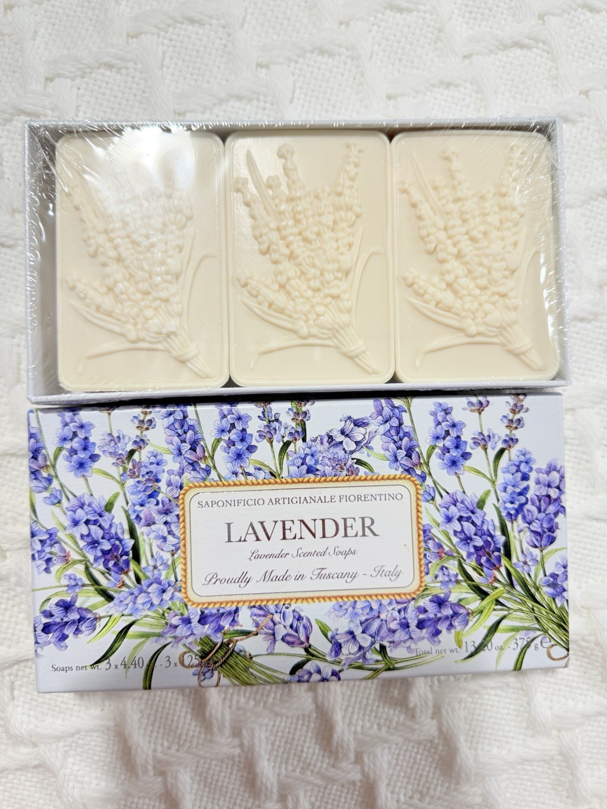 Saponificio Artigianale LAVENDER Scented Soaps 3 x 4.40 oz New Tuscany -Italy