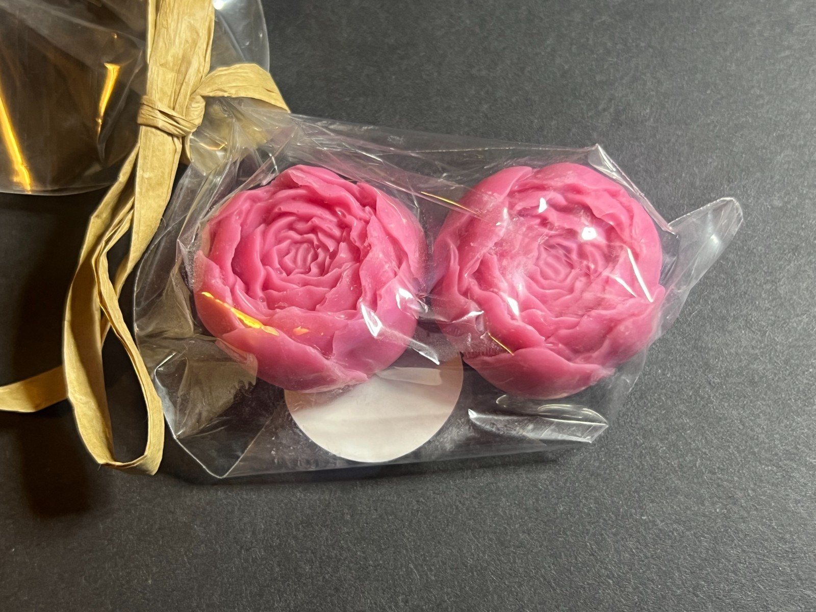 Set of 2 Pink Mini Floral Peony Flower Shaped Vegan Glycerin Soaps .9oz