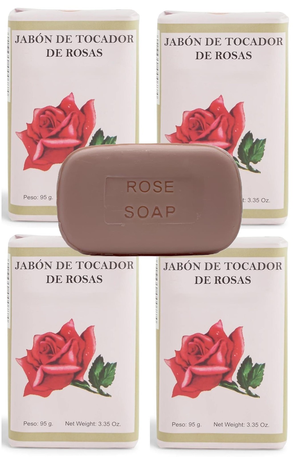 Lanman & Kemp Rose Soap Bar – Jabon de Tocador de Rosas 3.35 Oz (Pack of 4)