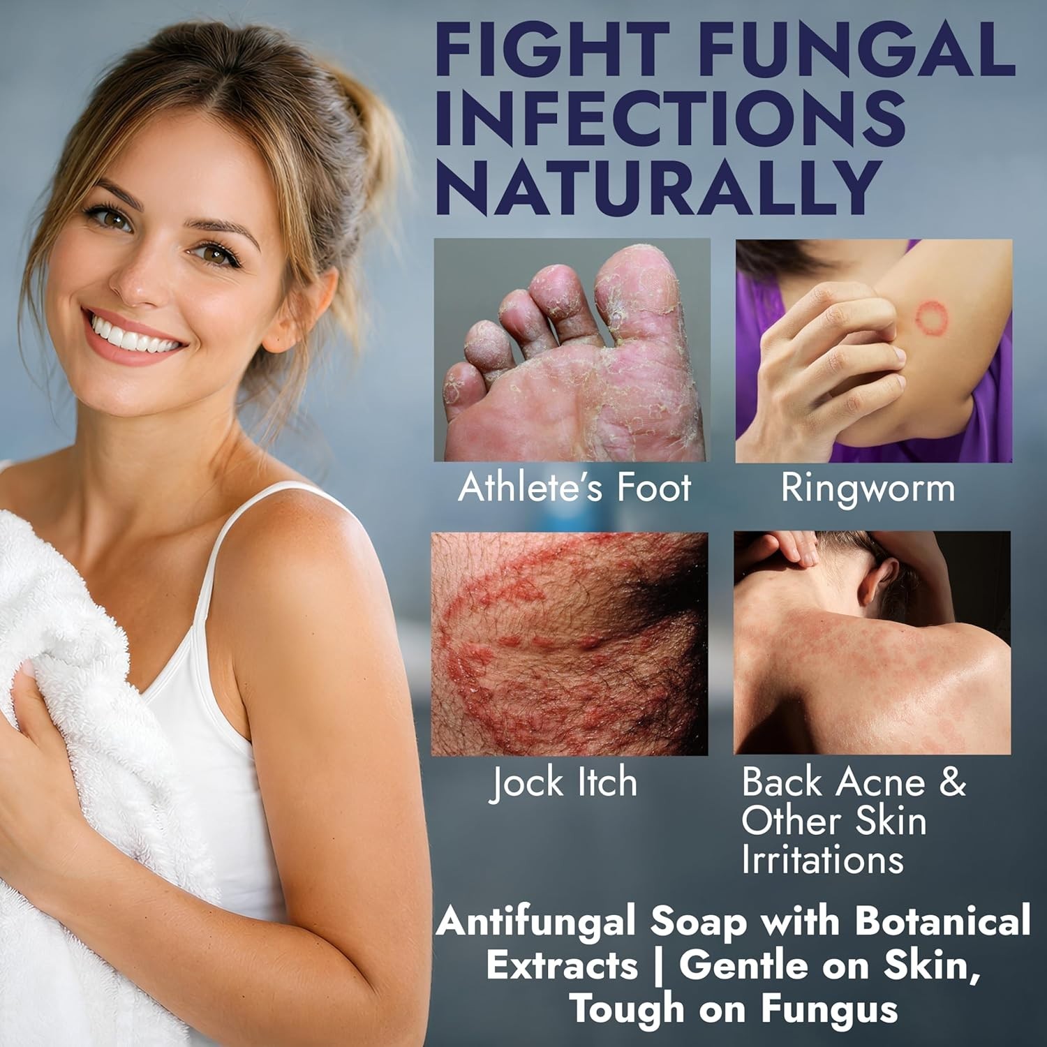 Antifungal Soap Infused with Peppermint Essential Oil | Medicated Tolnaftate 1%