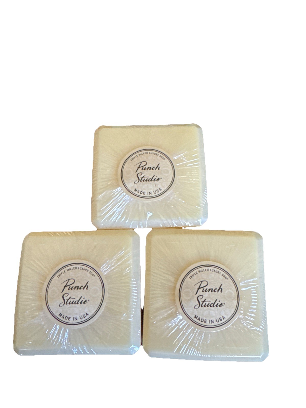 Punch Studio triple milled bars Luxury Soap square USA new sealed lot of 3