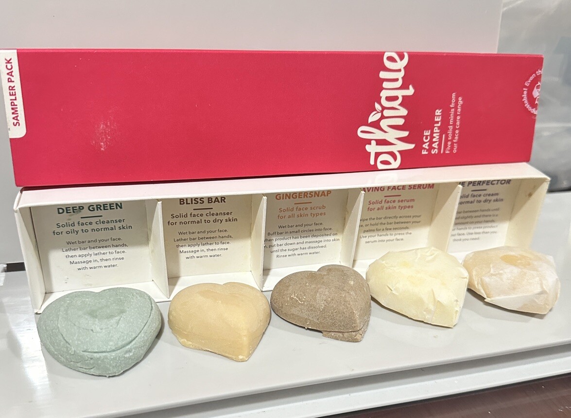 2 Ethique Face Sampler for All Skin Types Soap Free Cleanser 5 Solid Minis Each