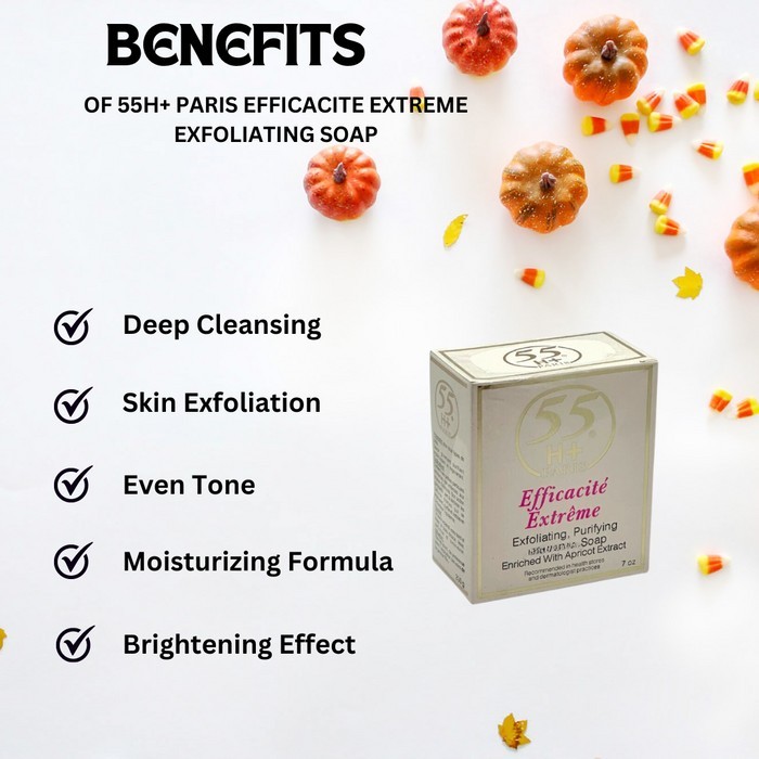 55 H+ PARIS Exfoliating Soap with Apricot 200g / 7 oz