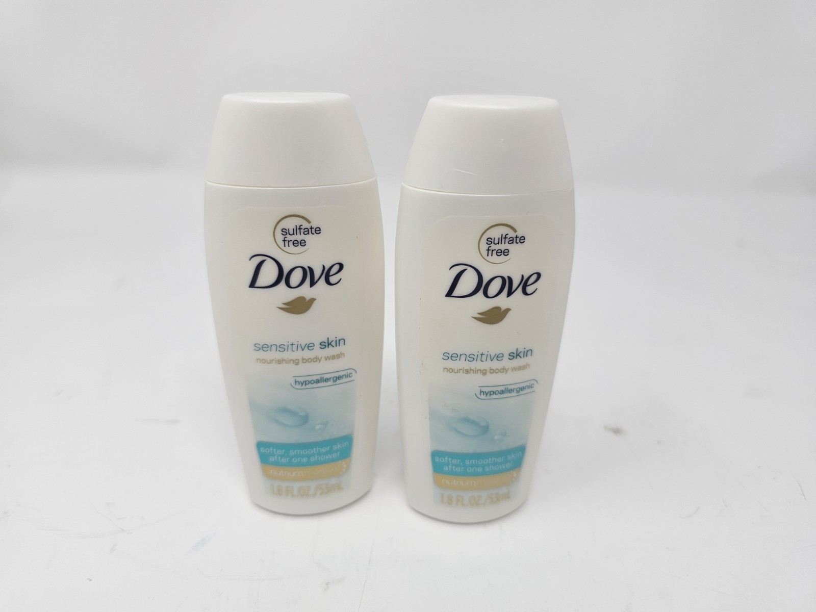 Dove Sensitive Skin 1 Oz Soap Bar + 1.8 Oz Body Wash Mini Travel Size Lot Of 3