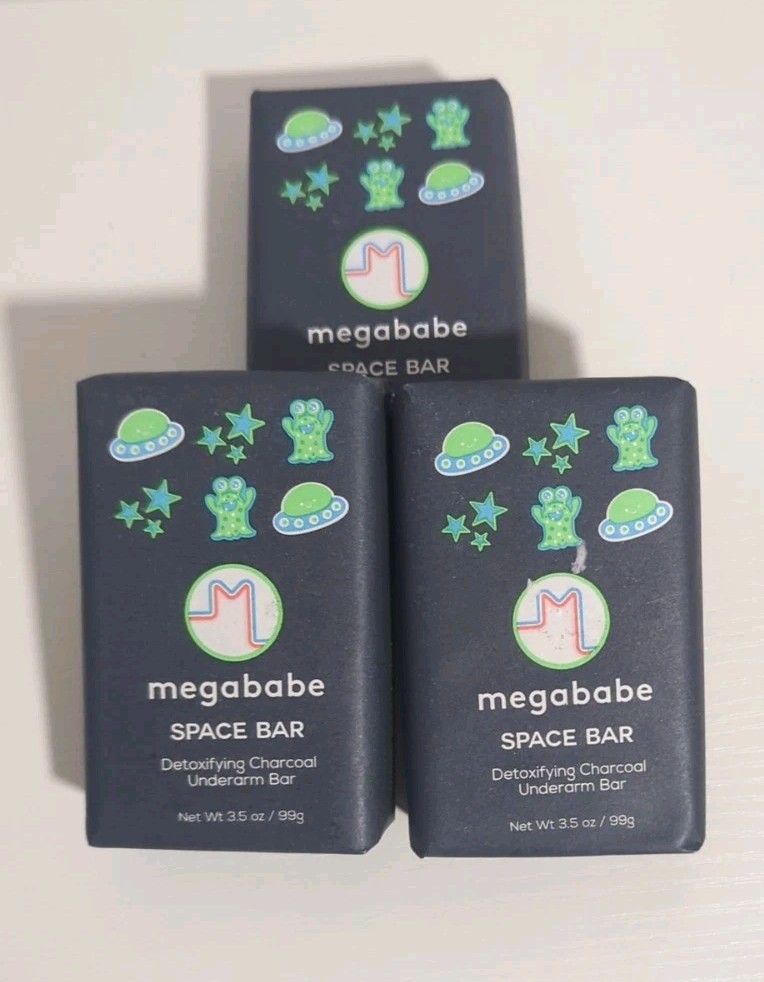 Lot of 3-Full Size MEGABABE SPACE BAR Detoxifying Underarm Bar 3.5 oz ea NEW