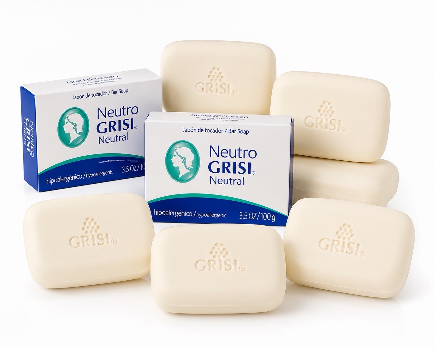 6 Pack Neutral Soap, Jabon Neutro, Grisi 3.5 Oz. X 6 Units