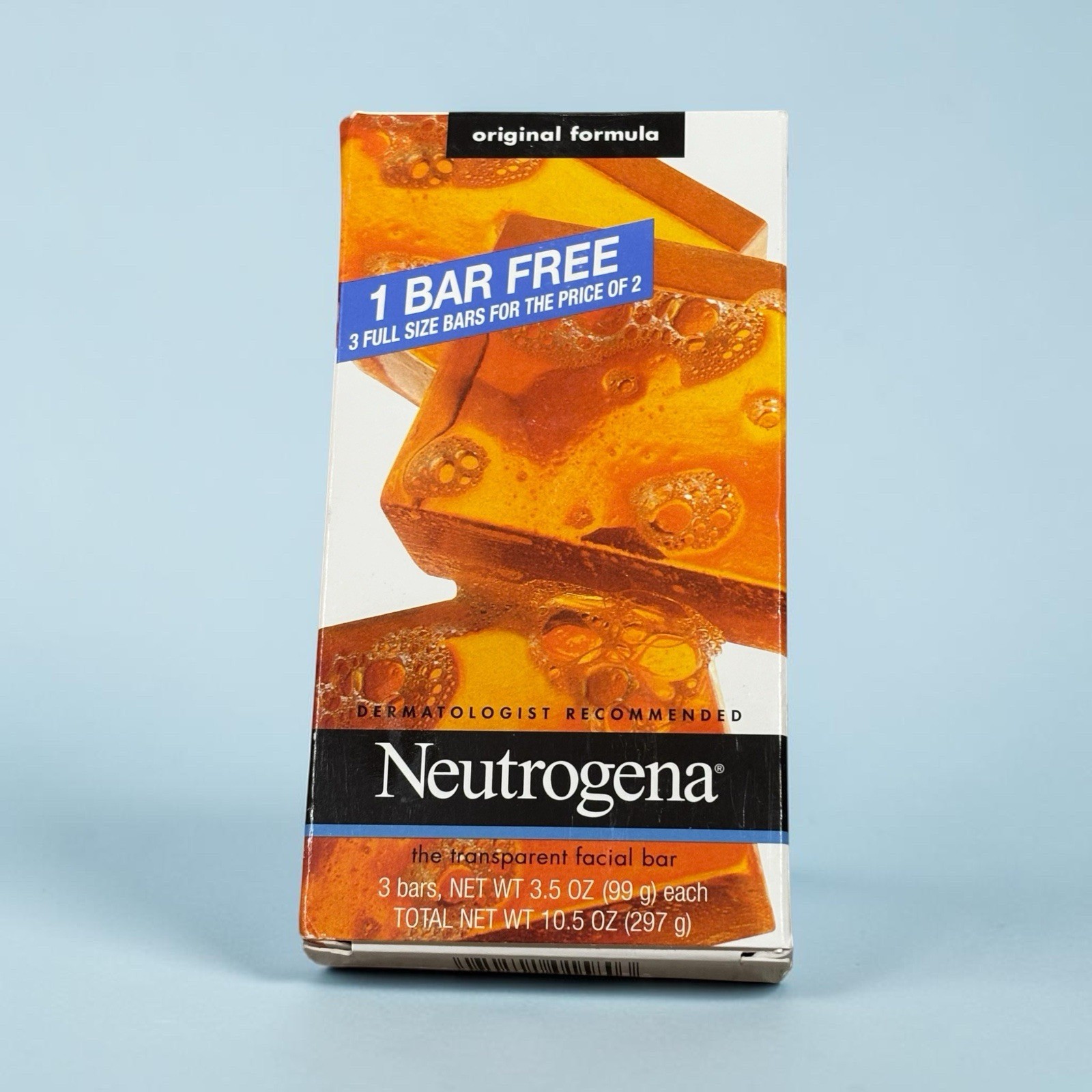 Neutrogena Transparent Facial Bars Fragrance Free – 3.5 Oz. Each, Pack of 3 New
