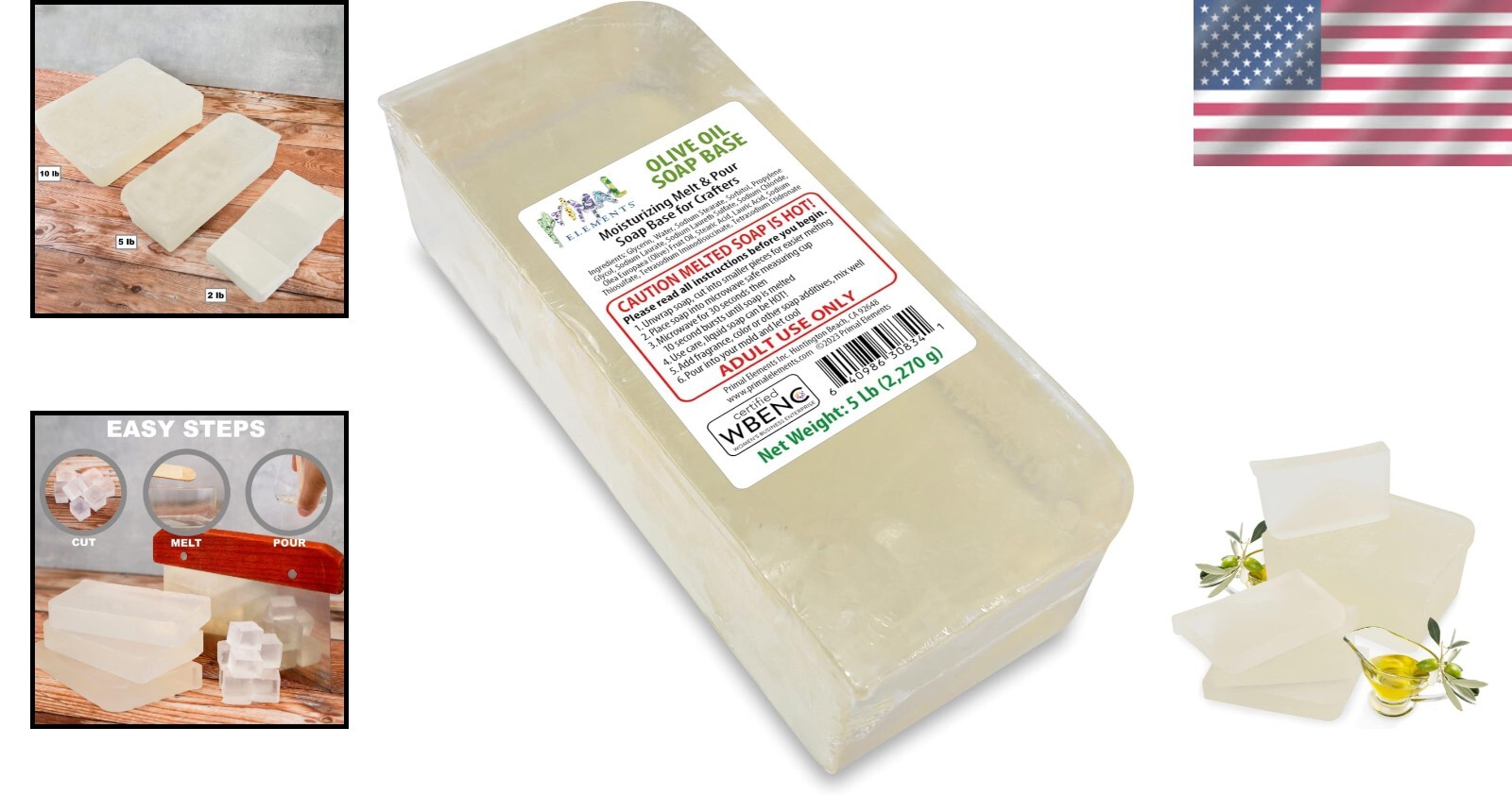 Moisturizing Olive Oil Soap Base – 5 lb Vegan Bar for Crafting Unique Soaps