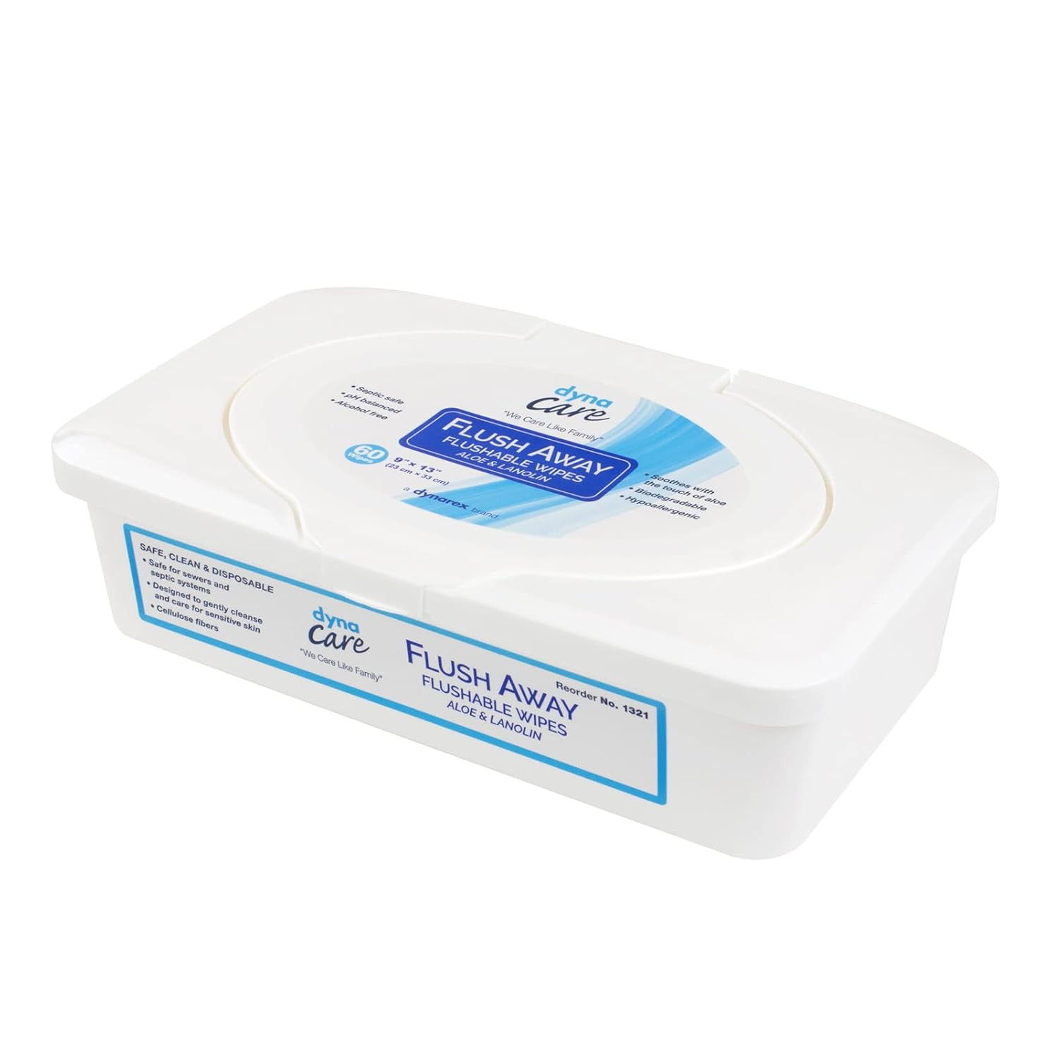 Dynarex Dynacare Flushable Wipes, Bathroom Hygiene Wipes for Adults, Alcohol Fre