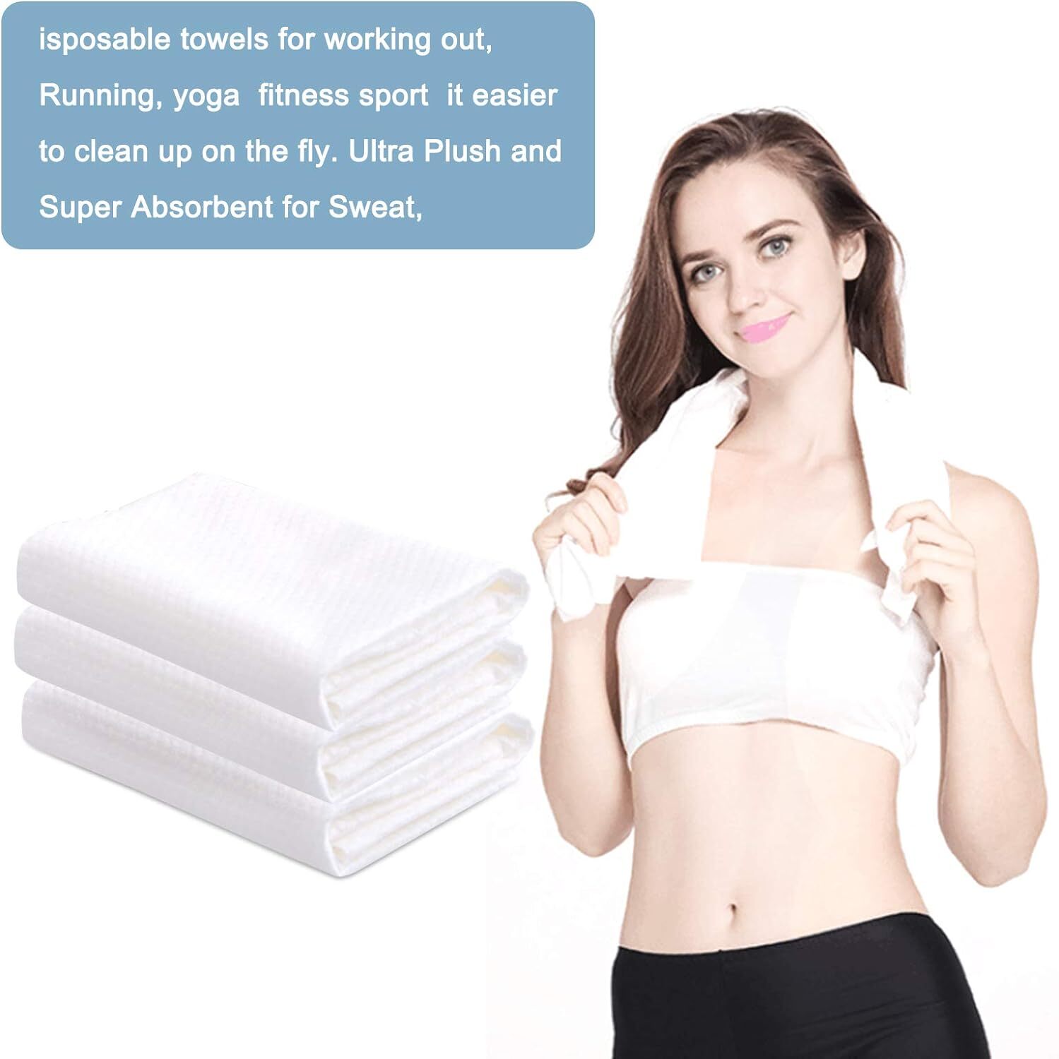 Hipruict Disposable Bath Towels，white Guest 25.6IN*11.8IN, White