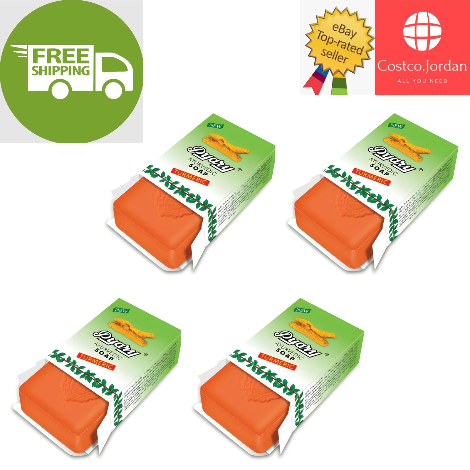 4 X Indian Pyary Turmeric Soap Turmeric – 75g Hand Made ⭐FREE SHIPPING⭐