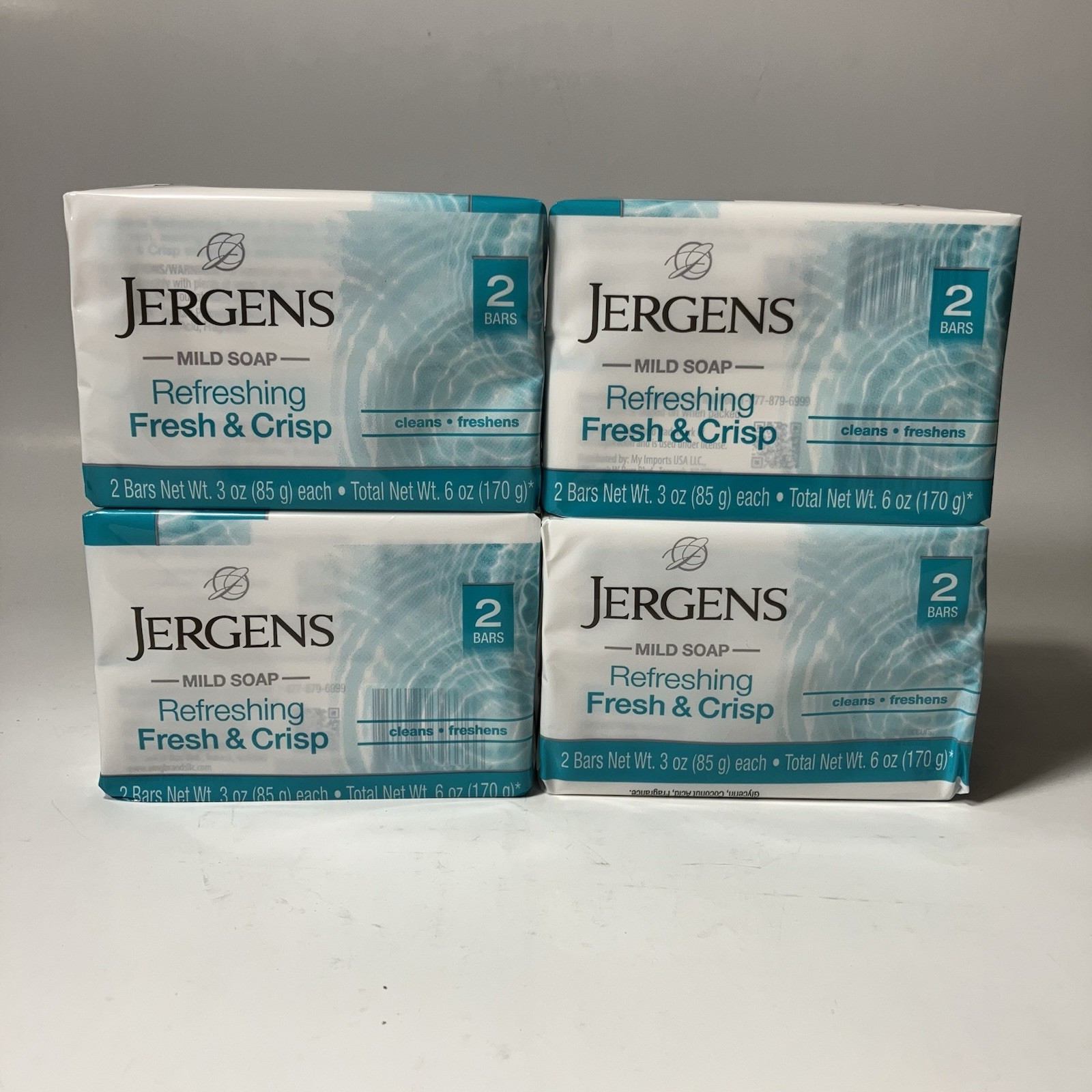 Jergens Mild Soap (3 oz) Refreshing Fresh & Crisp – Bath & Body Bar – Pack of 8