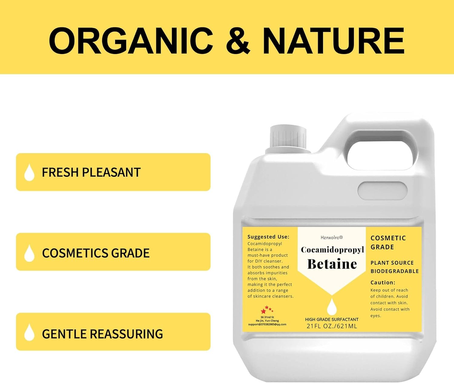 21 fl oz Cocamidopropyl Betaine Natural Surfactant, Premium Coco Betaine Liquid,