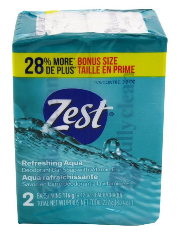 Zest Bath Bars 4.12 Ounce 2 Count Refreshing Aqua Bonus Size