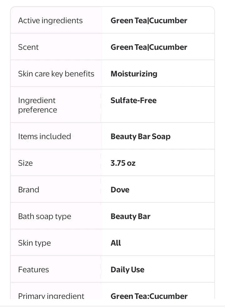2 Dove Beauty Bar Womens Bath Soap Cool Moisture Cucumber&Green Tea 4 Bars Packs