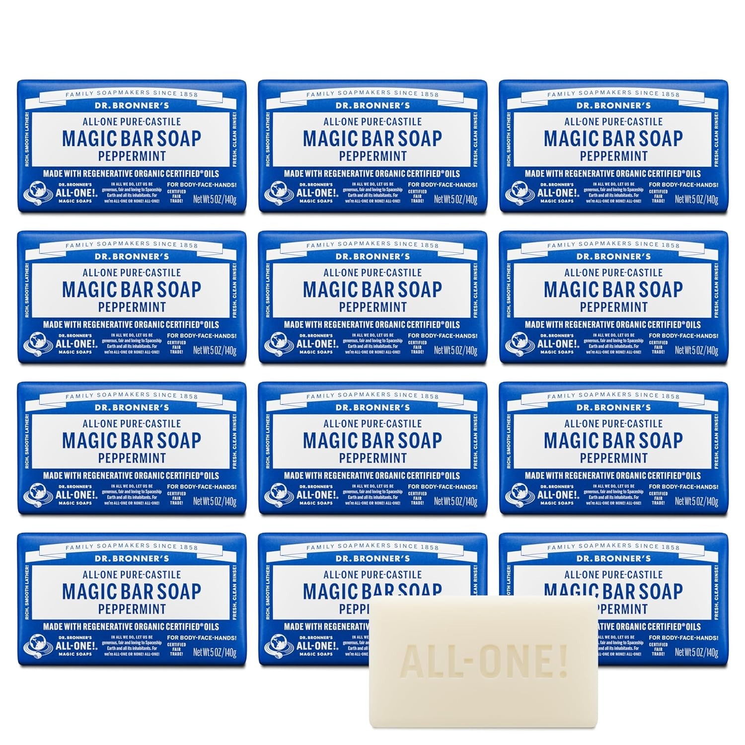 Refresh Your Skin: 12-Pack Peppermint Pure-Castile Bar Soap, & Smoothening